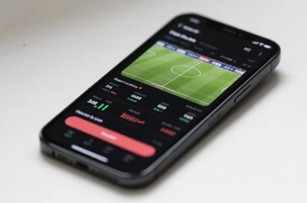 Smartphone showing live sports statistics and streaming interface